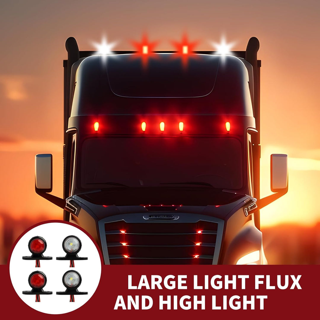 LED Seitenmarkierungsleuchten, Set mit 4 Seitenmarkierungsleuchten, rot, weiss, 12 V, 24 V, grosse L