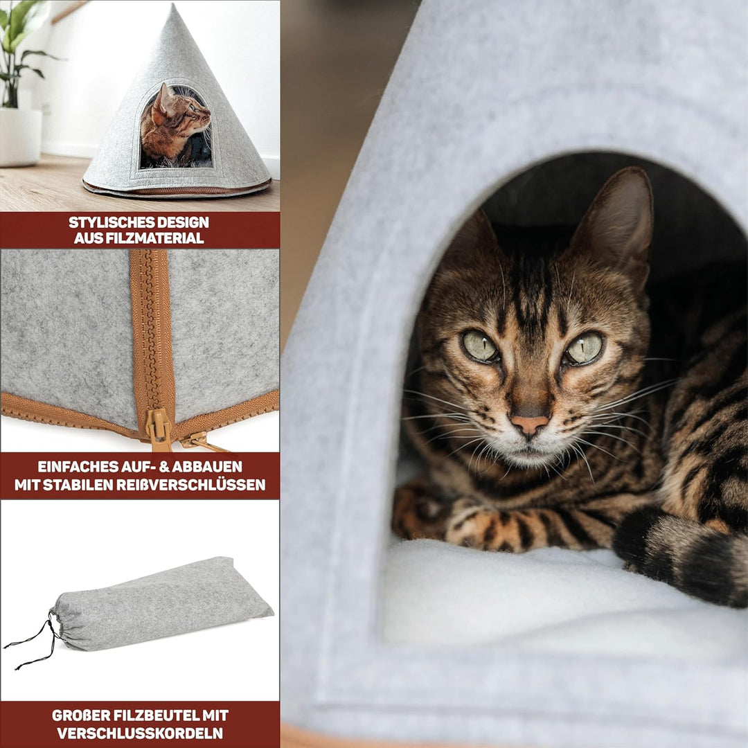 CanadianCat Company | Katzen Tipi Zelt für Haustiere Katzenzelt Cone Katzen Tipi, XL Katzenhöhle aus