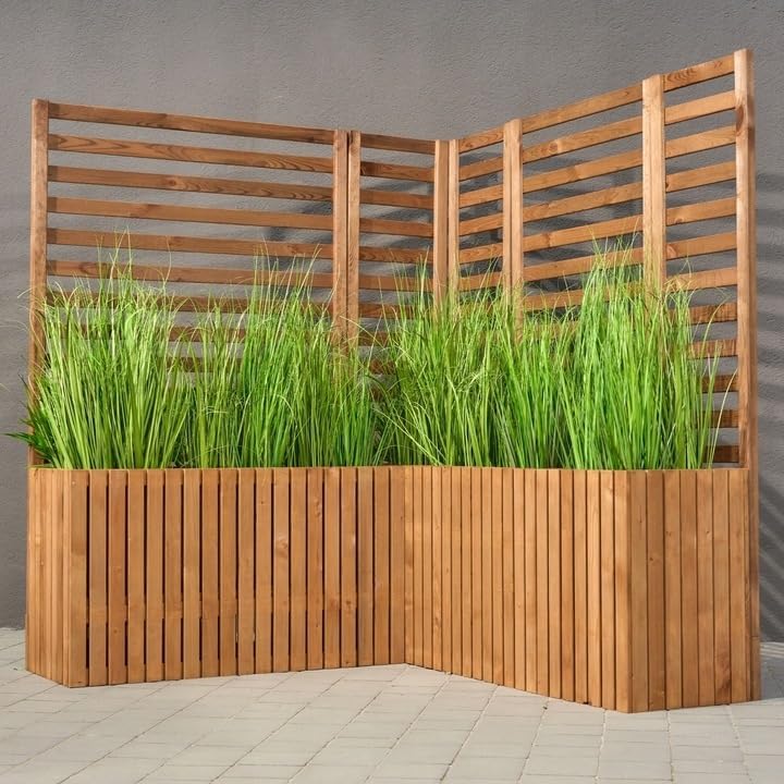 Modulares Rankgitter 50cm hoch – Spalier für Homerzo Pflanzkübel – Erweiterbare Holz Gitterwand für