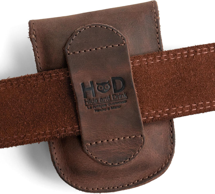 Hide & Drink, Holster Pouch Handmade from Full Grain Leather Bourbon Brown, Bourbon Brown
