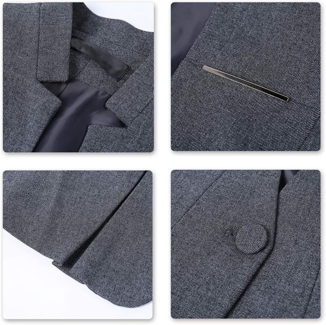 YYNUDA Damen Slim Fit Blazer Sommer Elegant Anzugjacke mit EIN Knopf Kurz für Office Business, L Dun