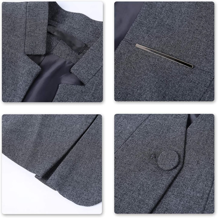 YYNUDA Damen Slim Fit Blazer Sommer Elegant Anzugjacke mit EIN Knopf Kurz für Office Business, L Dun