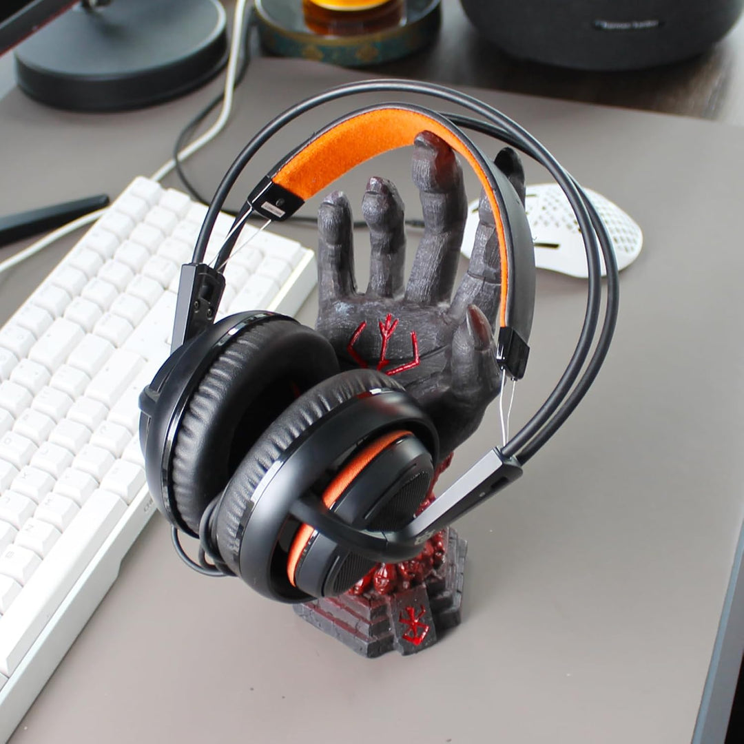 Teufelshand Design Ständer: Kopfhörer- und Controllerhalter, Rot-Schwarz Verlauf, Resin, Ideal für P