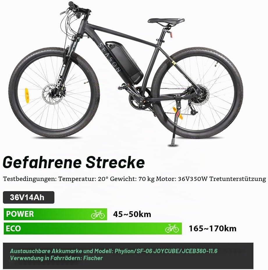 YOSE POWER Ebike Akku 36V 11.6Ah/14Ah SF-06 Batterie für 36V 250W / 350W /500W /800W Motor passt auf