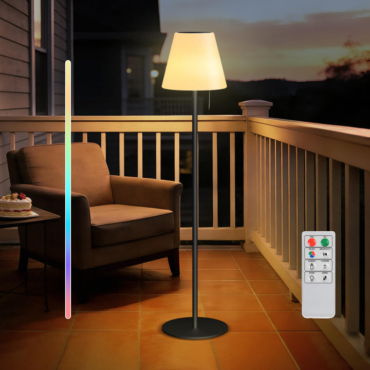 uuffoo Solar Stehlampe Aussen - Wiederaufladbare Dimmbare LED Stehlampen USB Höhenverstellbar Solarl