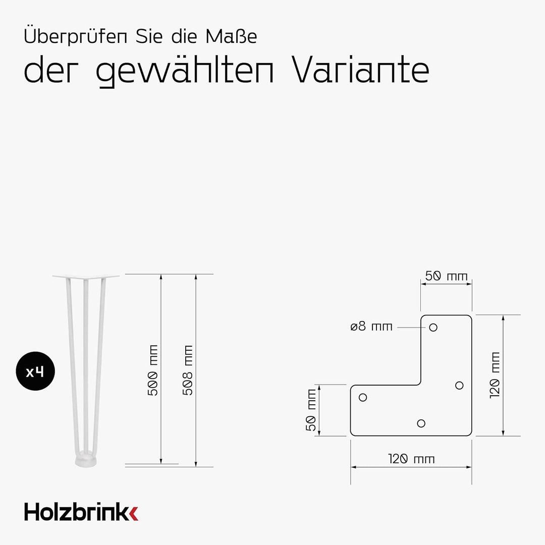 HOLZBRINK - Tischbeine aus Metall | Möbelfüsse | Schreibtischbeine | Metallfüsse | Perfekt für Zu Ha
