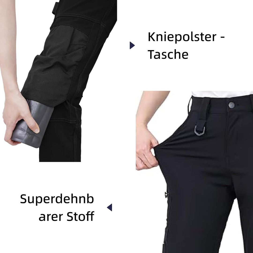 WORK IDEA Damen Slim-Fit Stretch Arbeitshose mit Cordura-Kniepolstern: Strapazierfähige Eleganz für