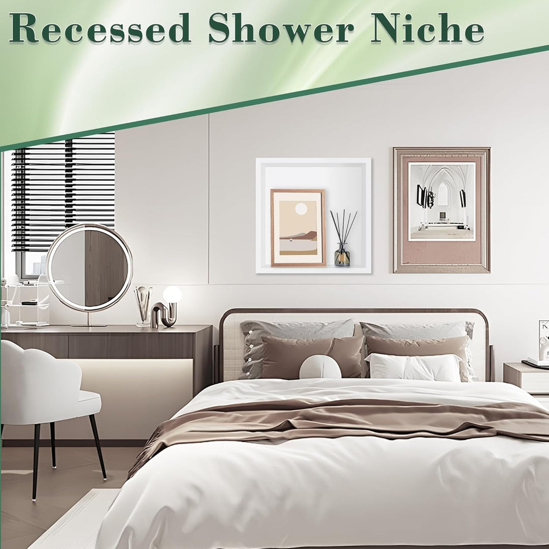 FTL Wandnische Dusche Weiss 30 x 30 x 10 cm Duschnische 304 Edelstahl,Keine Fliesen Erforderlich Wan