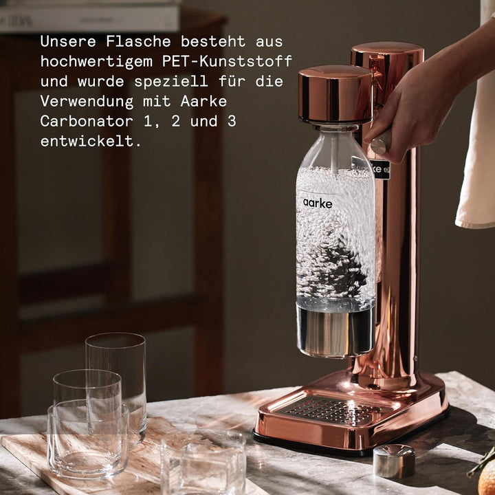AARKE 2er-Pack PET-Flaschen für Wassersprudler Carbonator 3, BPA-frei mit Details in Edelstahl, 800m