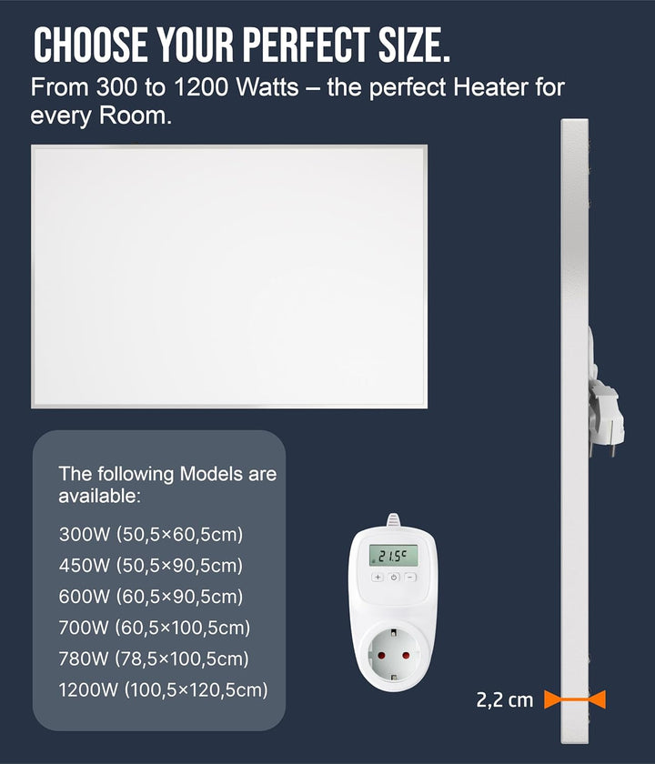 VIESTA® Infrarot Wandheizung mit Thermostat [FERNBEDIENUNG + WIFI STEUERUNG] – Infrarotheizung Wandm