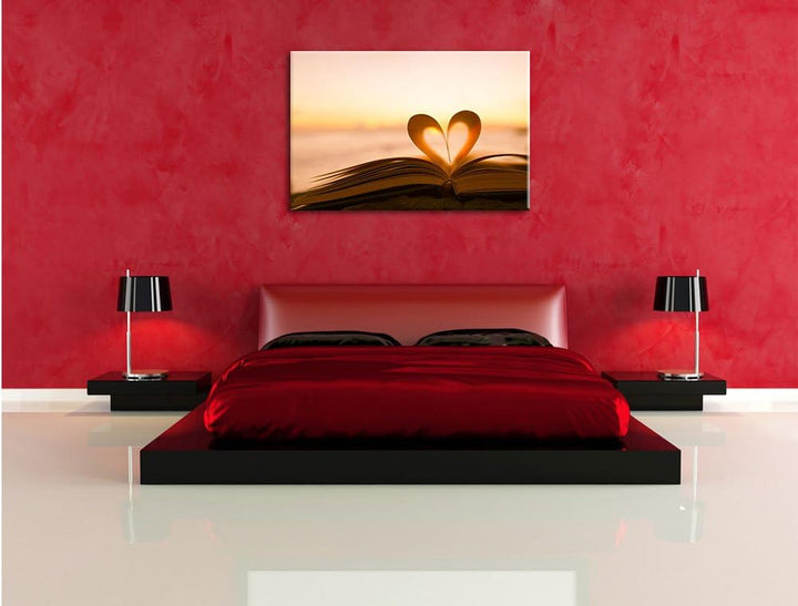 Pixxprint Das Herz aus Einer Buchseite, Format: 100x70 auf Leinwand, 100x70