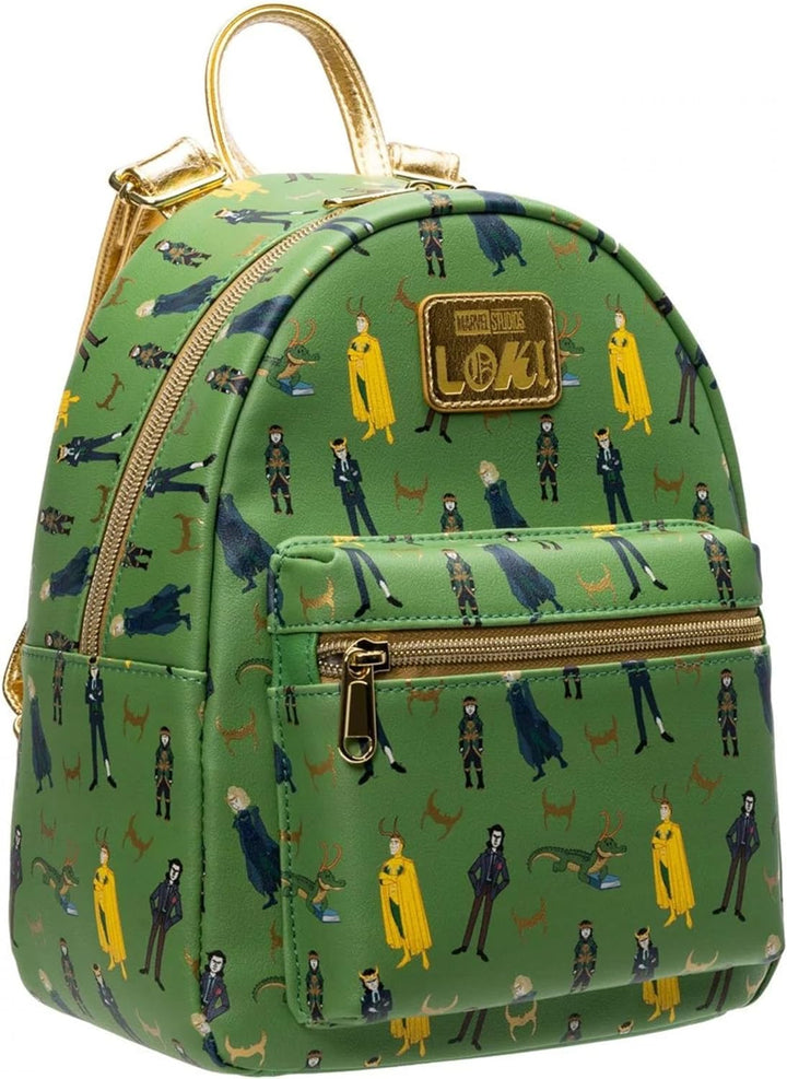 Loungefly Loki Multiverse Varianten Mini-Rucksack, Grün , Charakteraufdruck