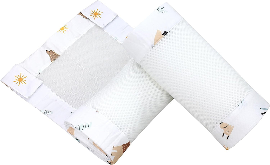 TupTam Bettumrandung Babybett 3D Mesh Nestchen – Gitterstäbe Schutz Netz 2er, Farbe: Safariwelt, Grö