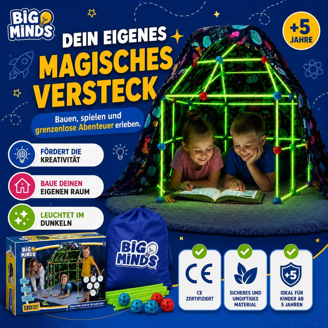 Outdoor Spiele Für Kinder | Höhle Bauen Die Im Dunkeln Leuchtet | Konstruktionsspielzeug 130 Stück |
