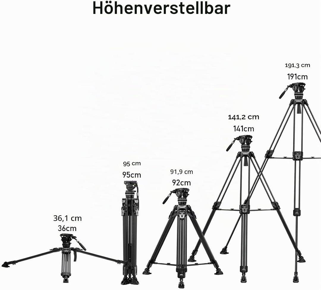 Cayer FA310H Video Tripod with K10 Fluid Head - One-Touch Leg Locks & Rapid Adjust - 22 lbs Load Alu