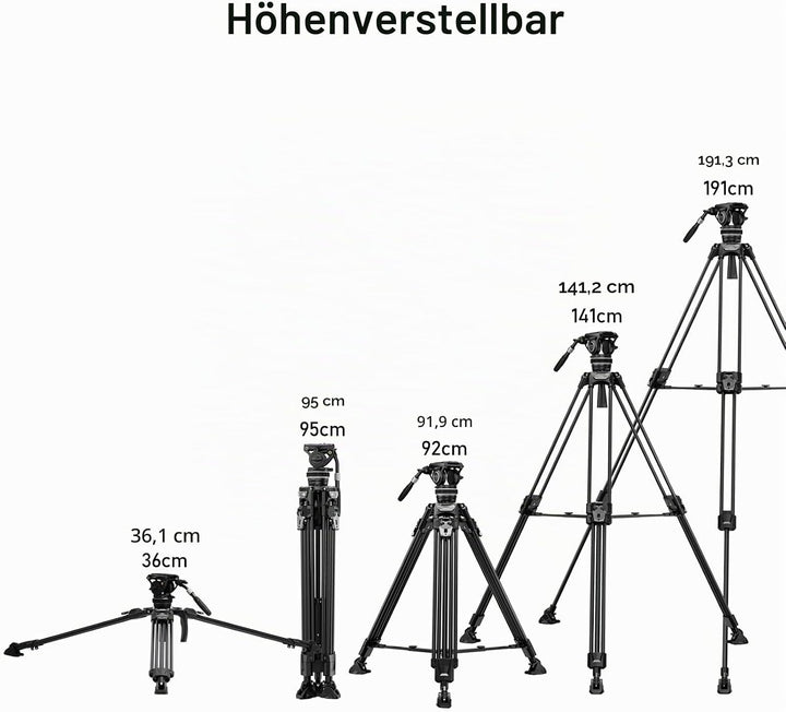 Cayer FA310H Video Tripod with K10 Fluid Head - One-Touch Leg Locks & Rapid Adjust - 22 lbs Load Alu