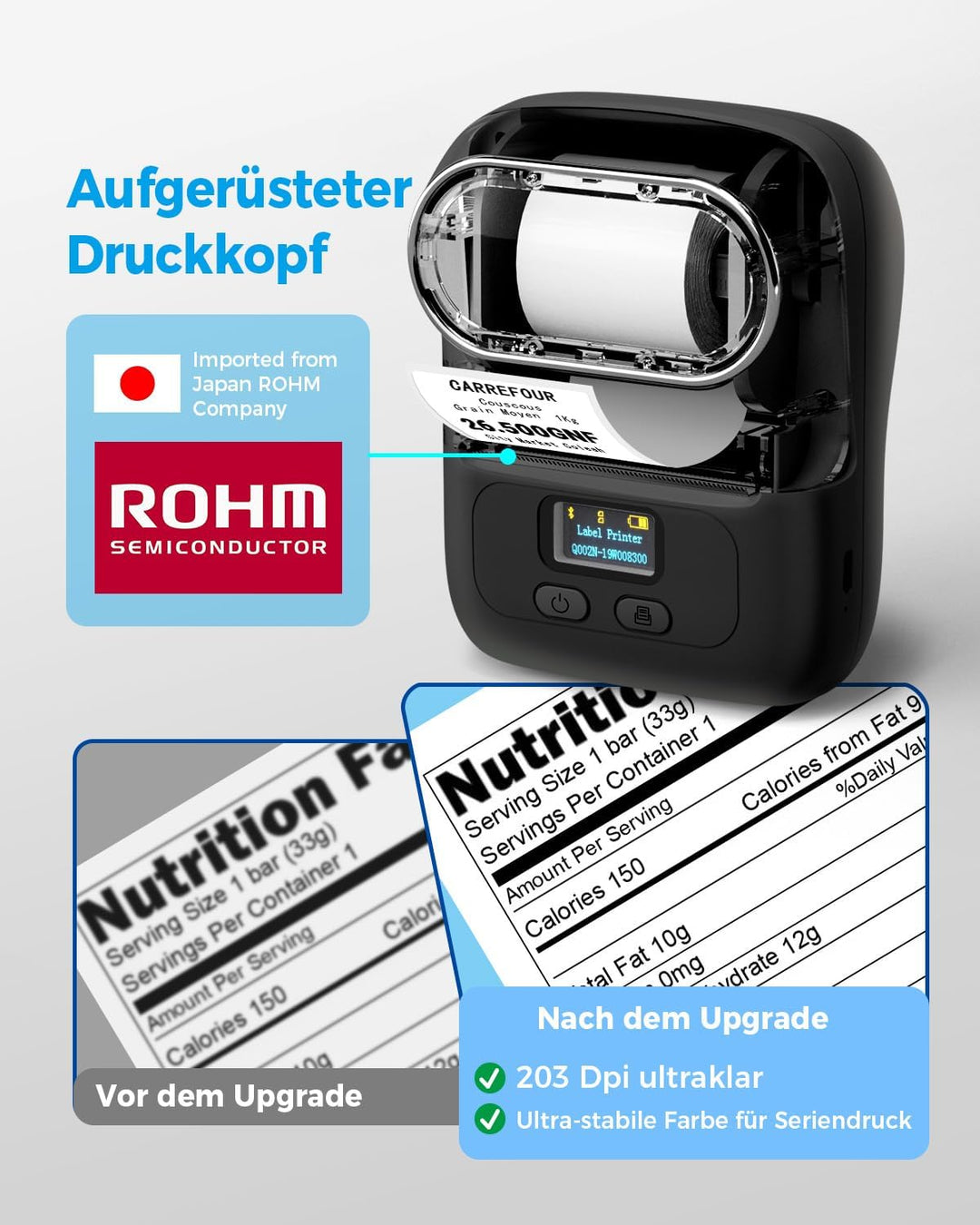 Phomemo M110 Etikettendrucker, Beschriftungsgerät Bluetooth für iOS & Android, Barcode Drucker Etike