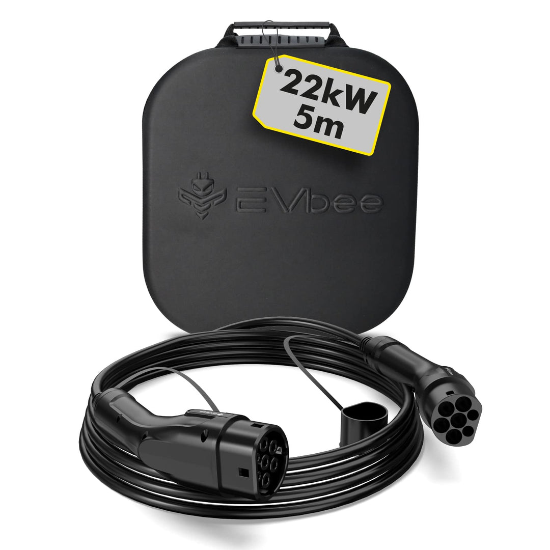EVbee EV Typ 2 zu Typ 2 Universal Ladekabel Mode 3 für Hybrid- &amp; Elektroautos 22kW / 5m (380V, 32A,