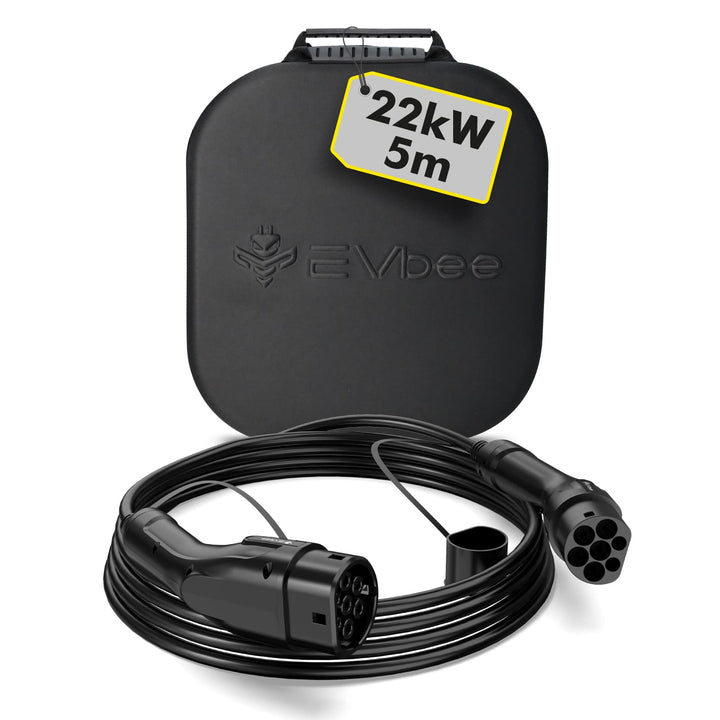 EVbee EV Typ 2 zu Typ 2 Universal Ladekabel Mode 3 für Hybrid- &amp; Elektroautos 22kW / 5m (380V, 32A,