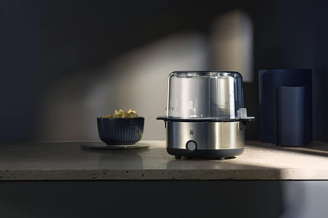 WMF Küchenminis Popcornmaschine für zuhause, Popcorn Maker, beschichtete Heizplatte, Deckel als Serv