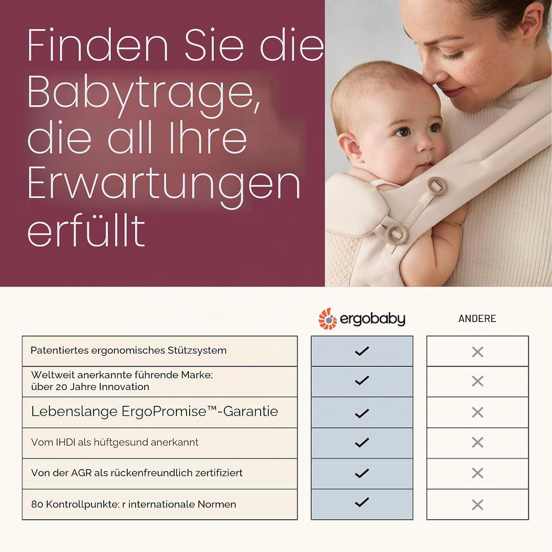 Ergobaby Babytragetuch für Neugeborene ab Geburt bis 11,3 kg, Aura Mesh Tragetuch aus recyceltem Pol