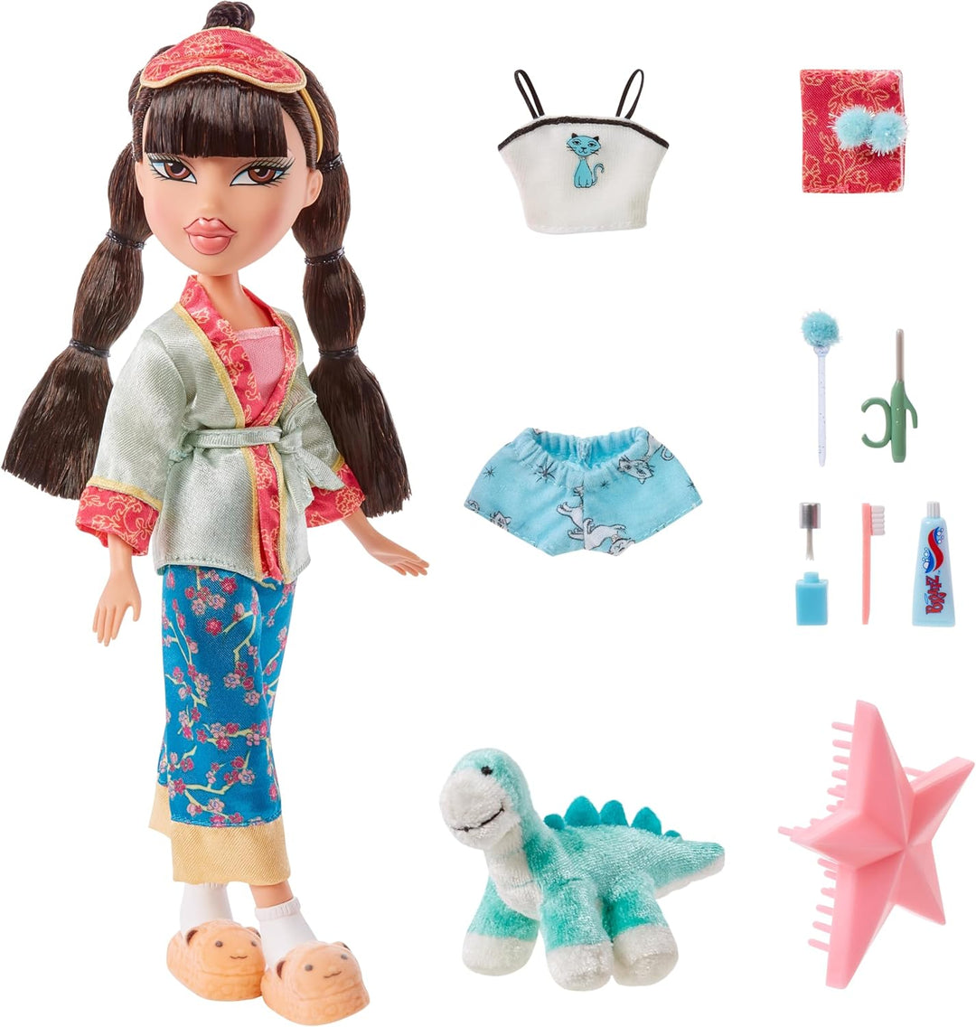 Bratz Slumber Party - Jade Modepuppe - Mit 2 Pyjama-Garnituren, Plüschtier und Accessoires - Für Kin