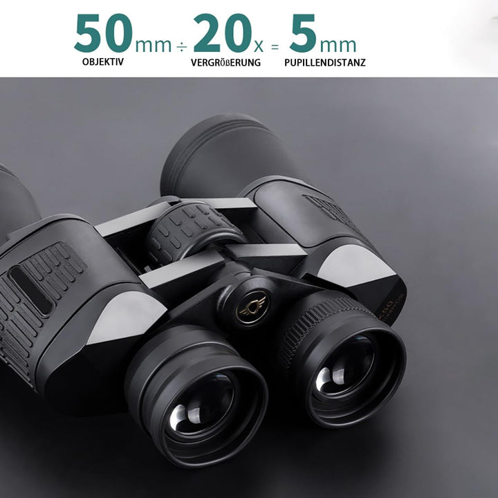 Fernglas für Erwachsene 20x50，27MM Okular HD Ferngläser mit Nachtsicht FMC-Linse Feldstecher und Tra