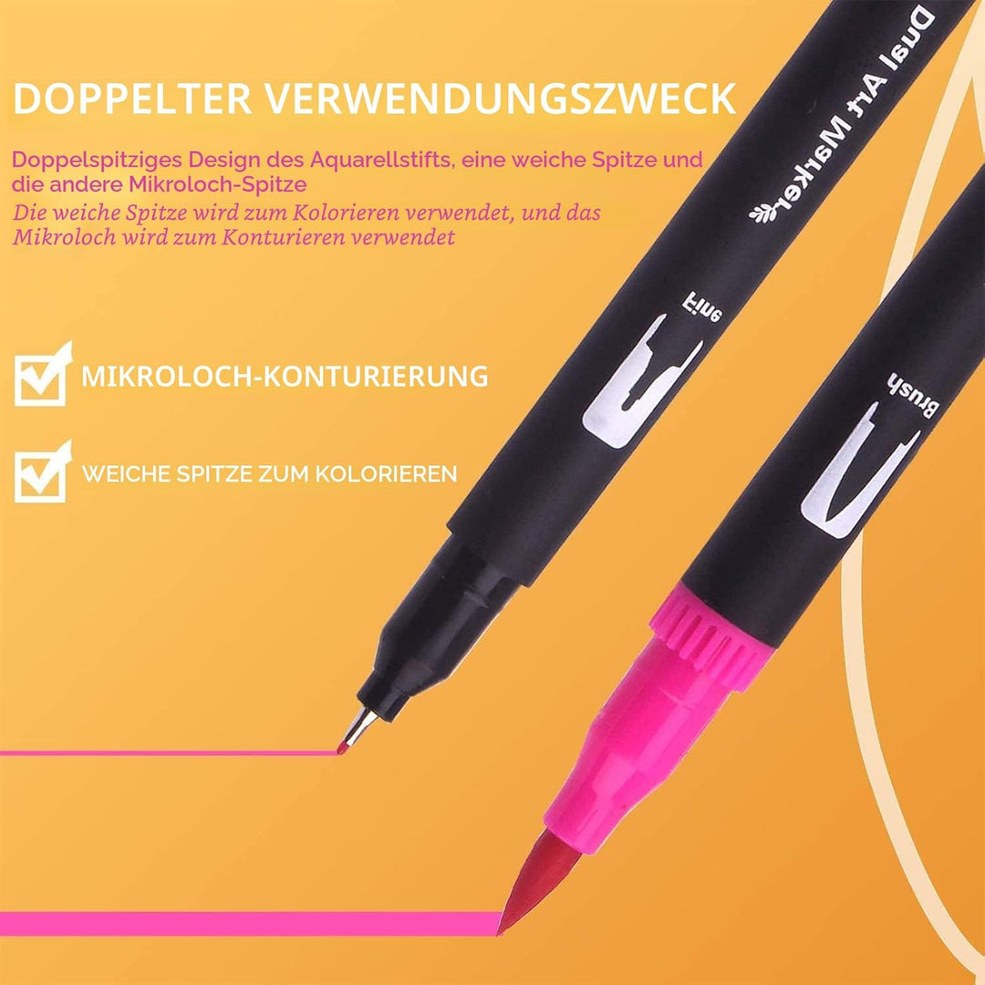 Laconile Marker & Filzstifte 120 Colours Pinselstifte,Dual Tip Brush Pen set Handlettering Stifte Fi