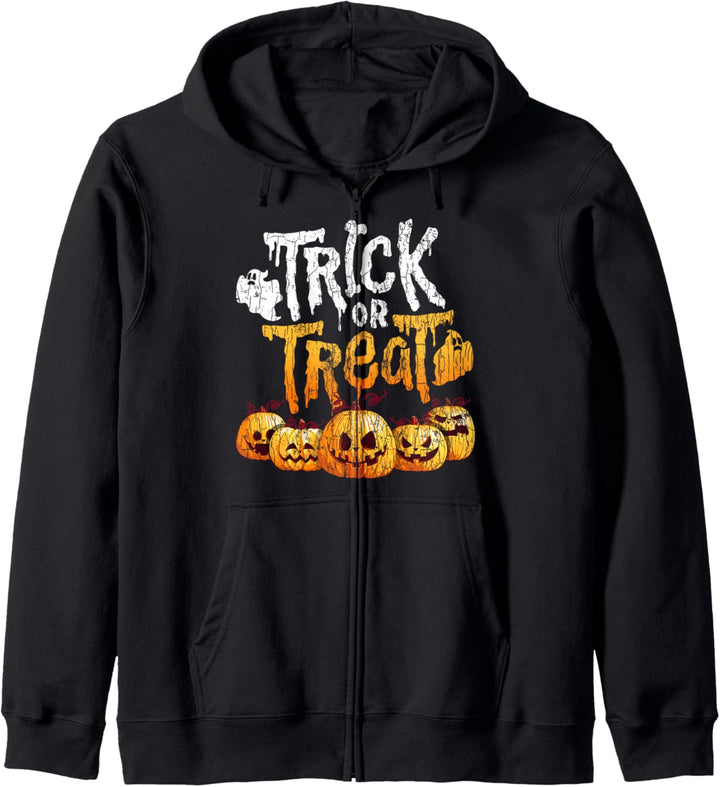 Trick Or Treat Lustige Halloween Kürbis Herbst Grafik Kapuzenjacke