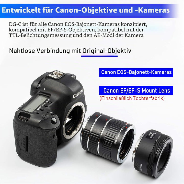 Viltrox DG-C Zwischenringe Autofokus AF Makro Verlängerungsring-Set 36mm+20mm+12mm für Canon EF&EF-S