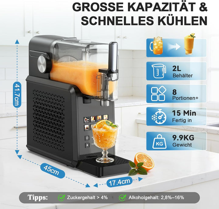 Slushie-Maschine, 2L Slush Eismaschine für Zuhause, Slush Ice Maker mit 8 Modi, kein Eis &amp; kein Mixe