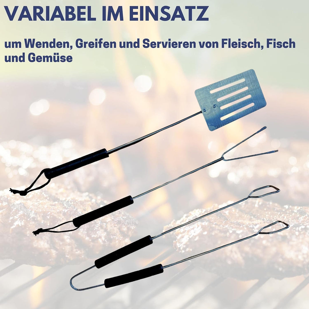 Best Sporting Grillbesteck Set 3-teilig I Grill Besteck aus Grillgabel, Grillwender und Grillzange E