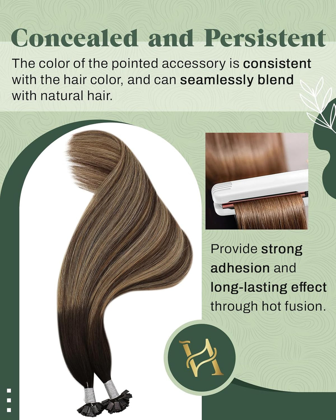 Ugeat Flat Tip Bondings Echthaar Pre Bonded Balayage Ombre Keratin Fusion Glue Sticks Tips Naturlich