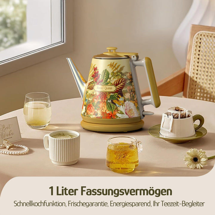 Hazel Quinn X Eduardo Recife Collaboration Elektrischer Wasserkocher, 1 Liter, Retro-Design, Kleiner