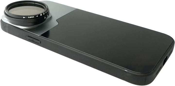 SYSTEM-S ND Vario Filter 37 mm 2 bis 4000 Neutraldichte mit Hülle für iPhone 14 Pro Max