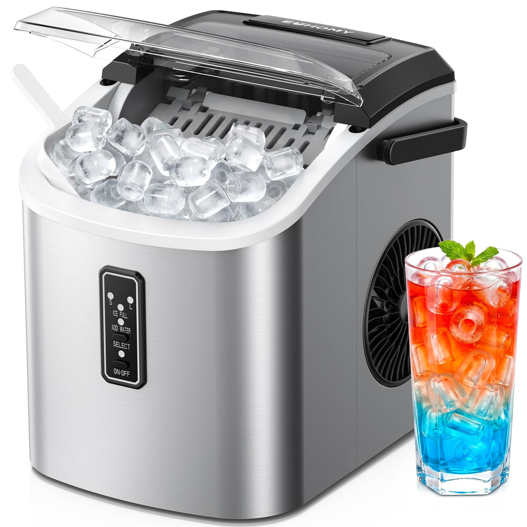 EUHOMY Eiswürfelmaschine Klein, 9 Würfel in 6 Minuten Bereit, 12 Kg/Day, Selbstreinigend, Tragbare E