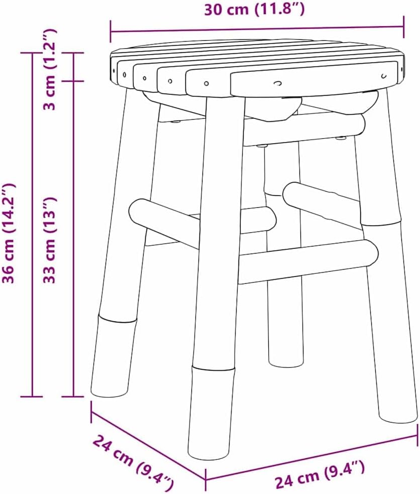 vidaXL Hocker Bambus Natur 30 x 30 x 36 cm Bambus, Wohnzimmer, Rustikaler Bambushocker, Rückenloser