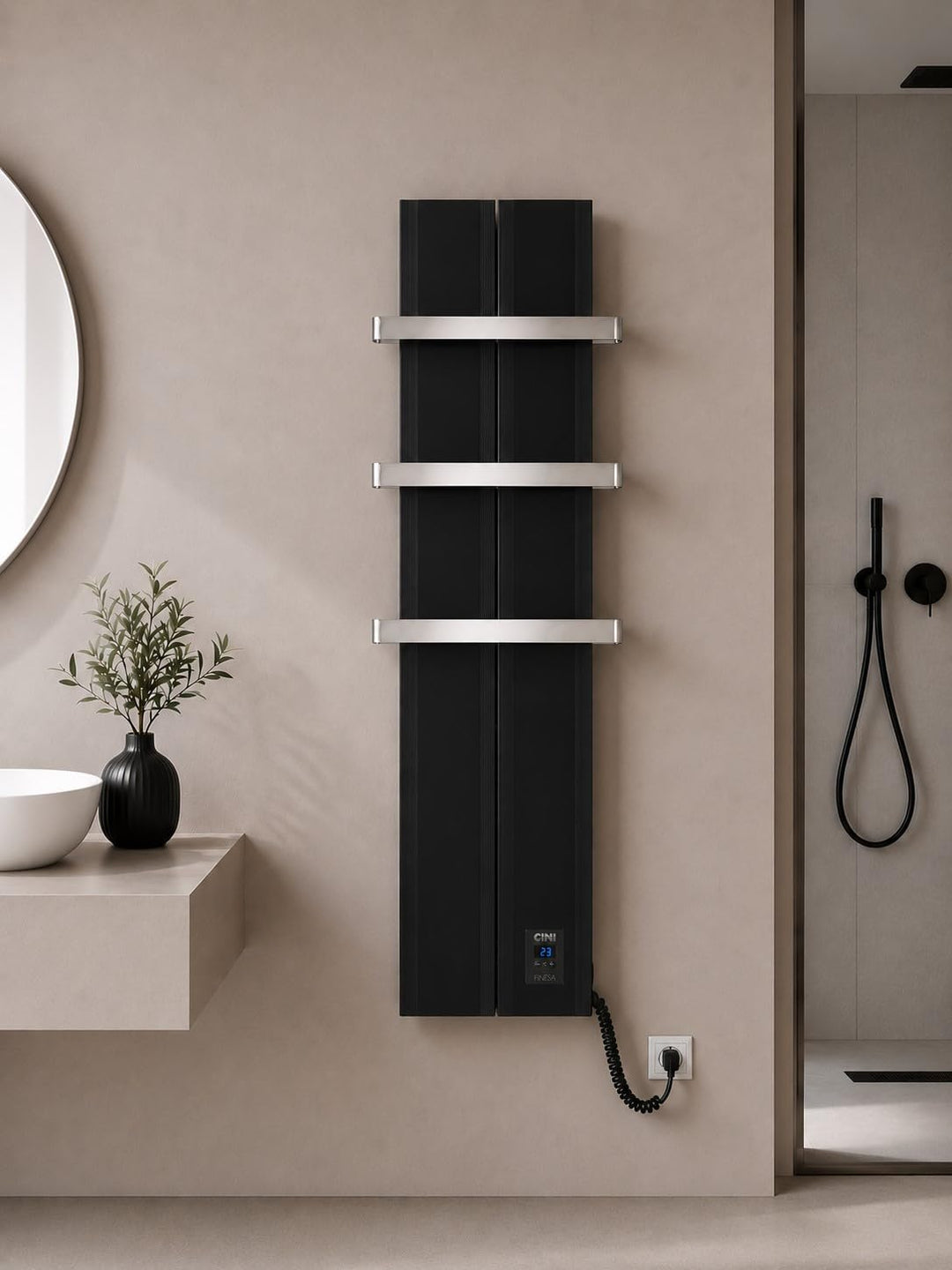 Finesa-D Badheizkörper elektrisch mit Thermostat 1500×408 mm | 1200 W – Flacher Paneel Design Handtu