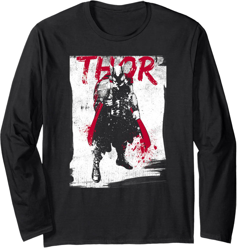 Marvel Thor Dark Splatter Portrait Langarmshirt