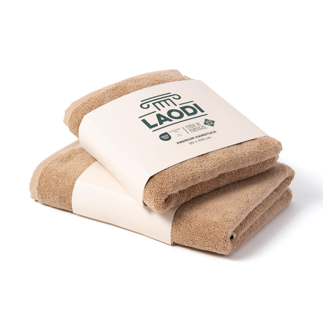 LAODI Premium Handtuch-Geschenkset, 2-teilig (Dusch- & Handtuch), 70 × 140 cm + 50 × 100 cm, 100% Ba