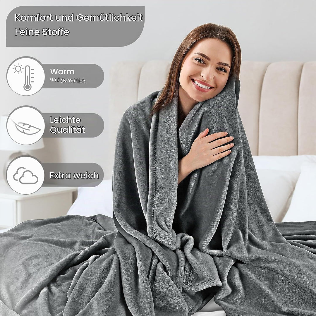 berssen 200x230cm Kuscheldecke Flauschig, Weiche Antistatik Fleecedecke, Dicke Sofadecke, Erweitert