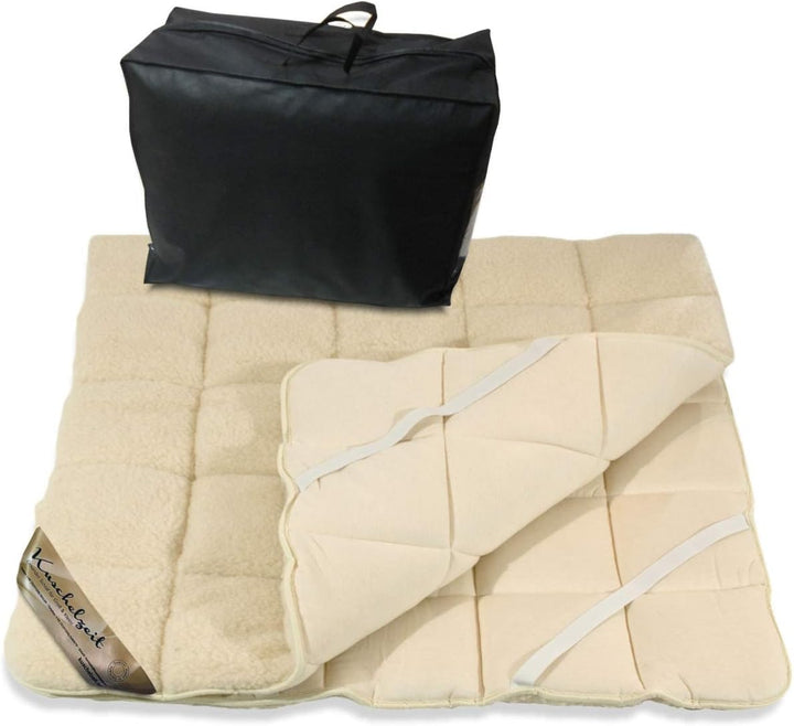 Dickes Merino Schafschurwolle Unterbett in 160x200 cm mit 2490 g Füllung Plus bauschiger Lammflor Ob