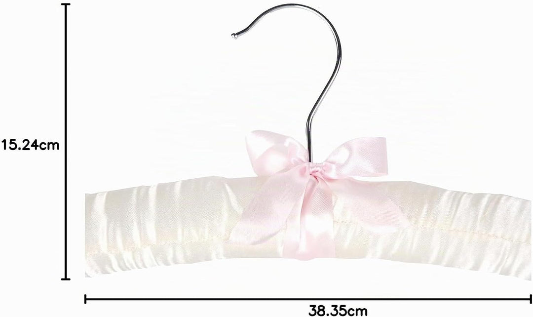 10er-Pack Kleiderbügel mit Anti-Rost-Haken und gefüllt mit Satin, Gorgeous, Blass Elfenbeinfarben Sa