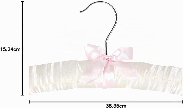 10er-Pack Kleiderbügel mit Anti-Rost-Haken und gefüllt mit Satin, Gorgeous, Blass Elfenbeinfarben Sa