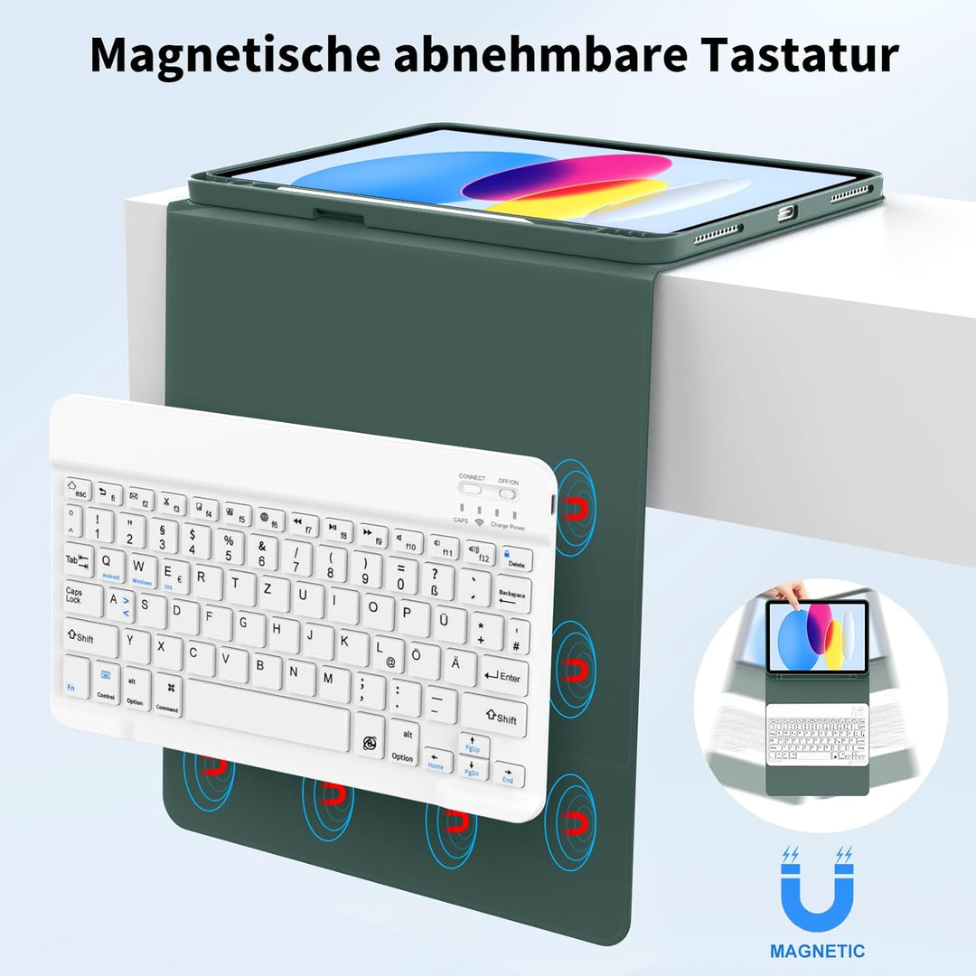 Hülle mit Tastatur für iPad A16 11.Generation 11 Zoll 2025, iPad 10. Generation 2022 10,9 Zoll, Blue