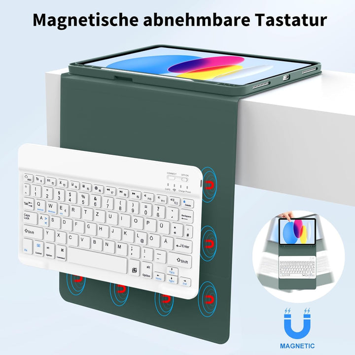Hülle mit Tastatur für iPad A16 11.Generation 11 Zoll 2025, iPad 10. Generation 2022 10,9 Zoll, Blue
