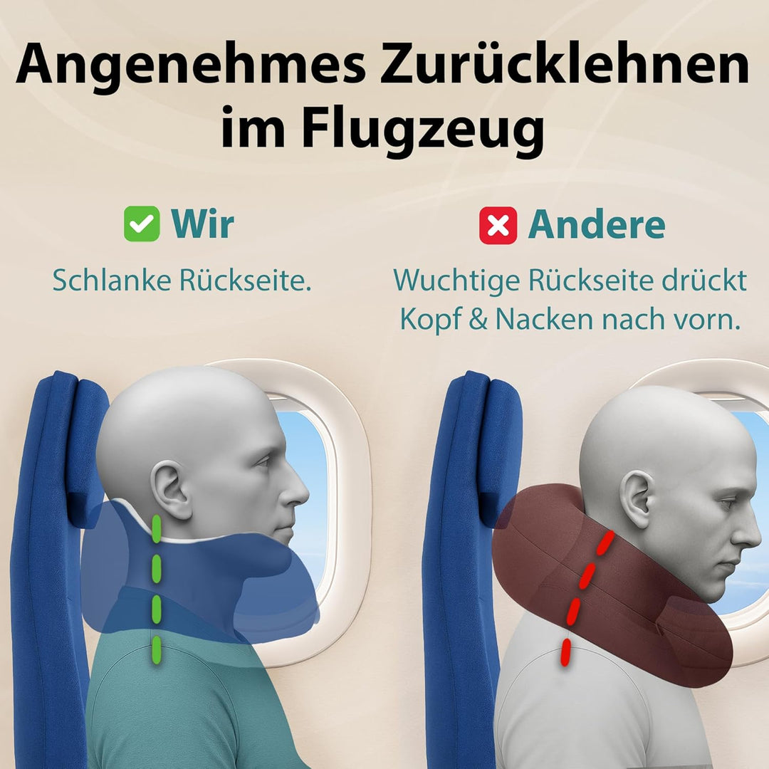 FLOWZOOM Comfy Nackenkissen Flugzeug & Auto - Einstellbares Memory Foam Reisekissen mit flexiblen Dr