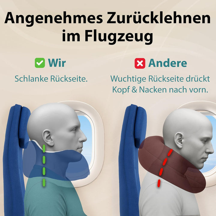 FLOWZOOM Comfy Nackenkissen Flugzeug & Auto - Einstellbares Memory Foam Reisekissen mit flexiblen Dr