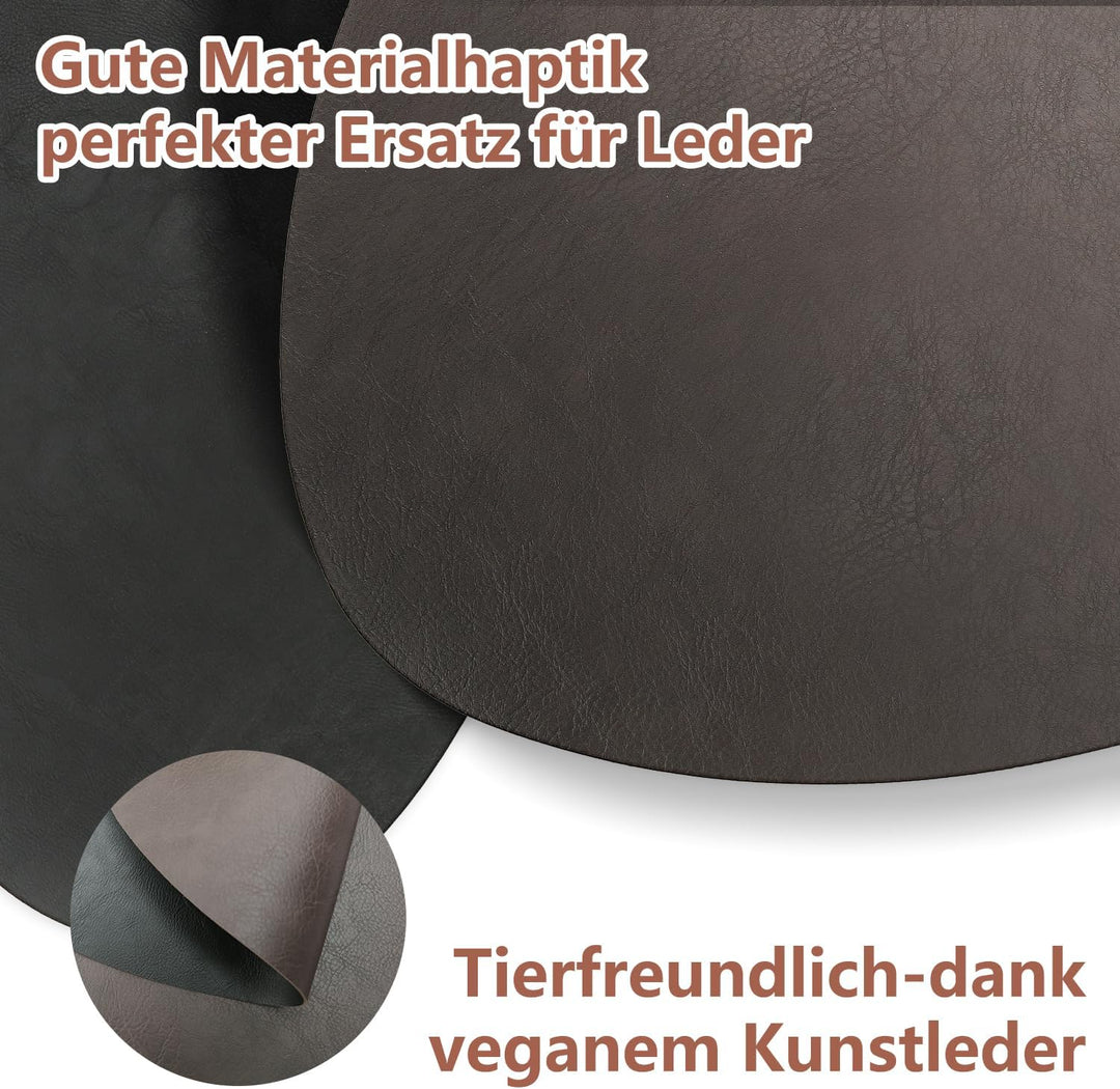 HELI MIAO 4er Set Tischset aus Leder-Imitat，Platzsets abwaschbar und wasserdicht，Platzdeckchen Leder
