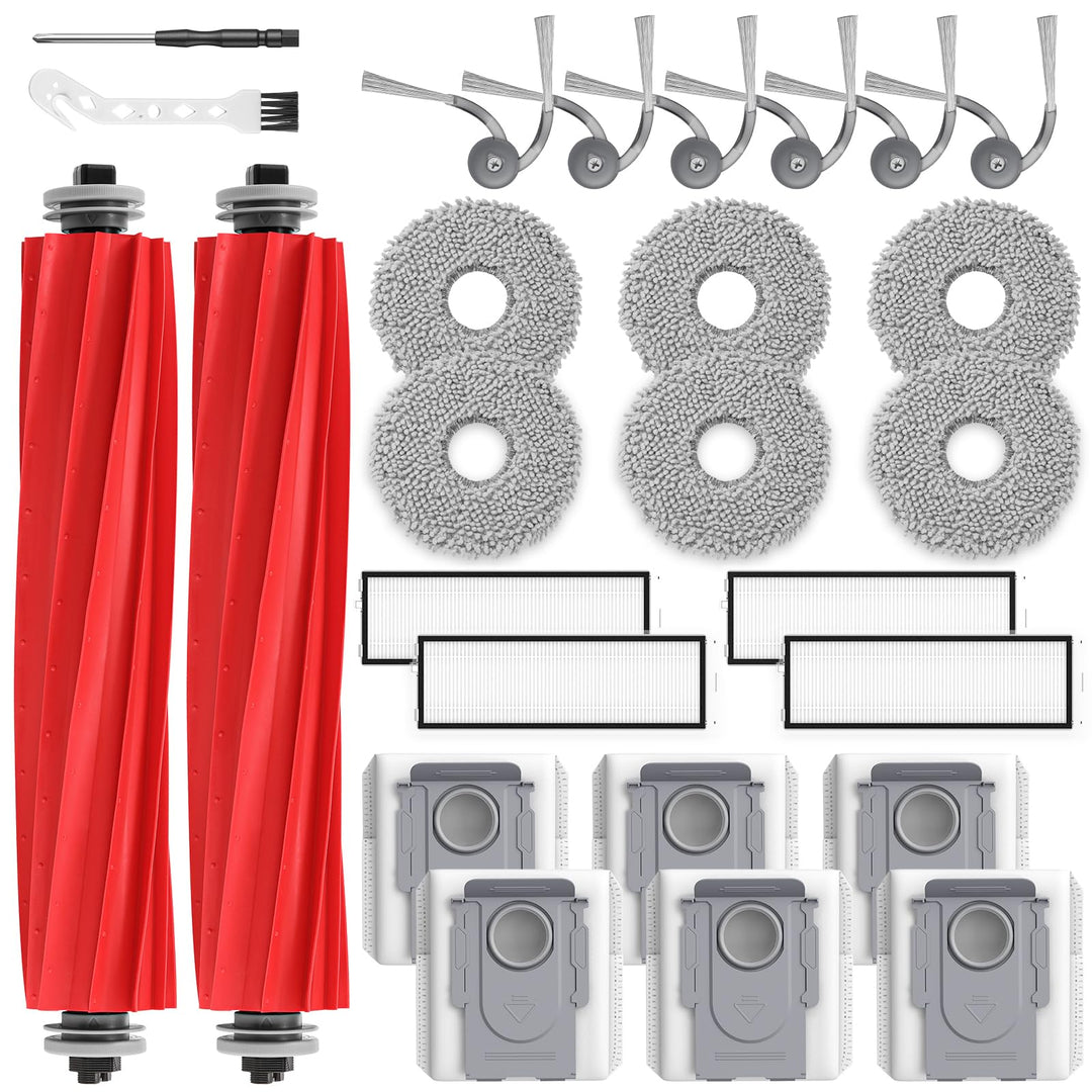 26 Stück Zubehör Ersatzteile für Roborock QV 35A/QV 35S Saugroboter, 2 Rollenbürste, 4 HEPA-Filter,